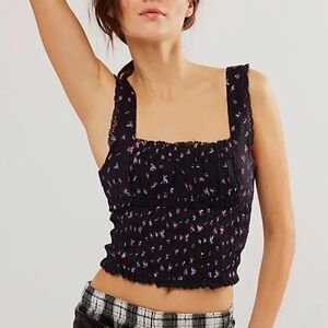 New Free People Milkmaid Feel Good Cami In Night Combo Smocked XS